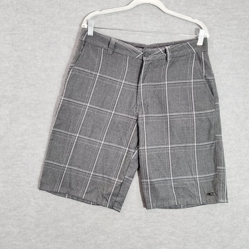 Oneill Men Shorts‎ 32 Gray Plaid Chino Outdoor Skater Surf Pockets